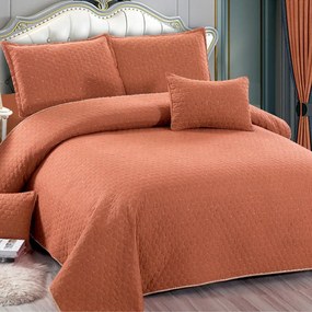 Cuvertură bumbac cu in, portocaliu, 5 piese, 220x240 cm, CBI03