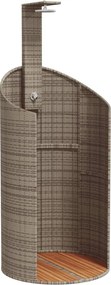 vidaXL Duș de exterior, gri, 100x100x241,5 cm, poliratan/lemn acacia
