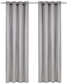 vidaXL Perdele cu inele metalice, 2 buc., gri, 140 x 245 cm, bumbac