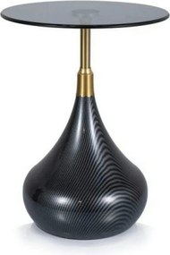 Masuta TAURUS, negru/auriu, sticla/metal, 40x40x54 cm
