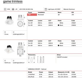 Spot LED incastrabil Game trimless round 11w 3000k bianco