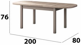 Set masa extensibila 160x200cm cu 6 scaune tapitate, MB-12 Venus1 si S-37 Boss7 S11, sonoma, lemn masiv de fag, stofa