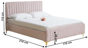Pat matrimonial 160 cm Karilla (roz) (cu somieră). 1017201