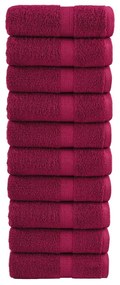 vidaXL Prosoape de baie premium SOLUND, 10 buc., bordeaux, 30x30 cm, 600 g/m²