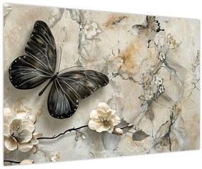 Tablou - Marmură de fundal cu fluturi (90x60 cm)