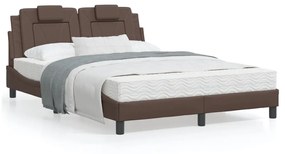 3208098 vidaXL Cadru de pat cu tăblie, maro, 140x200 cm, piele ecologică
