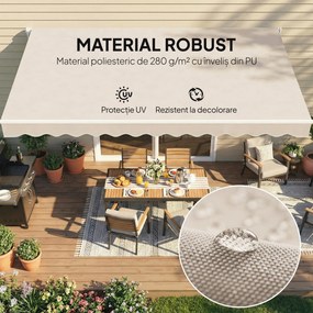 Outsunny Material de Înlocuire pentru Cort Retractabil, Poliester UV 50+, 3.5x2.5 m, Crem, pentru Balcon, Terasă, Grădină, 337x250 cm | Aosom Romania
