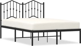 vidaXL Cadru de pat metalic cu tăblie, negru, 120x190 cm