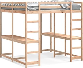 vidaXL Cadru pat supraetajat cu birou/scară, 160x200 cm, lemn pin