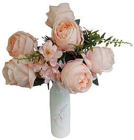 Trandafiri artificiali Paulette, Roz somon, 45cm