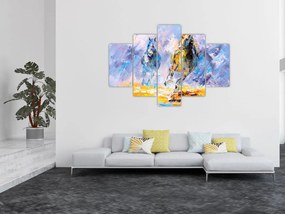 Tablou - Caii alergând, pictură în ulei (150x105 cm)