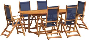 vidaXL Set mobilier de grădină, 7 piese, lemn masiv acacia/textilenă