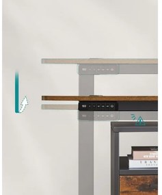 Birou SOLEA-X reglabil pe înălțime, maro/negru