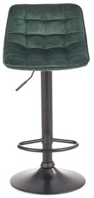 Scaun de bar cu picior negru MALIBU VELVET, verde