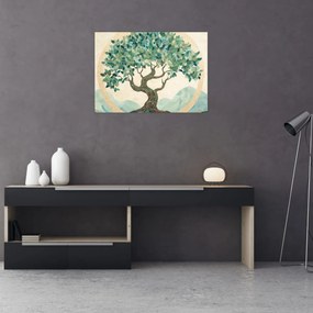 Tablou pe sticlă – Mozaic elegant cu arbore (70x50 cm)