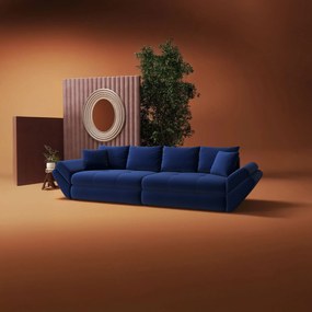 Canapea extensibilă dumonde cu ladă de depozitare si sezut confortabil din spuma high-density, Loana Royal Albastru 300x100 cm