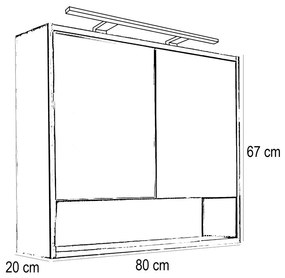 Dulap cu oglindă Luna 80, alb, superior