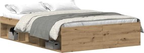 vidaXL Cadru pat fără saltea Stejar Artisan 135x190cm Lemn prelucrat