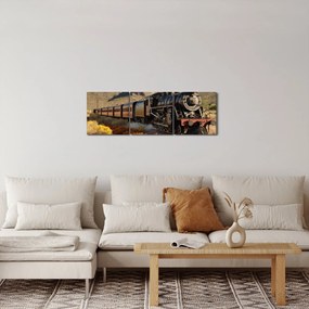 Tablou - Locomotivă cu aburi (cu ceas) (90x30 cm)