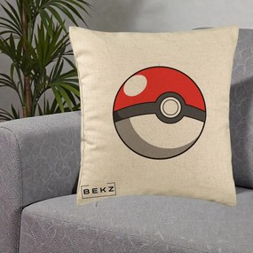 Perna Personalizata Pokeball Rosie, 40x40 cm, Bej, Husa Detasabila, Perna Inclusa, BEKZ®