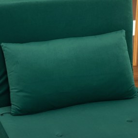 HOMCOM Şezlong cu funcţie de dormit, Fotoliu pliabil de relaxare în aspect de catifea, Spătar reglabil, suportă până la 120 kg, Verde închis | Aosom Romania
