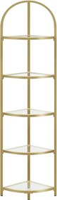 Raft de colt, Vasagle, sticla securizata, Auriu, 28 x 28 x 158 cm
