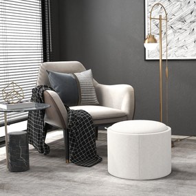 HOMCOM Taburet Taburet tapițat, in, spațiu de depozitare ascuns, capac reversibil, 5 6cm x 56 cm x 42 cm, crem + natural | Aosom Romania