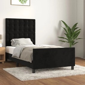 3125985 vidaXL Cadru de pat cu tăblie, negru, 100x200 cm, catifea