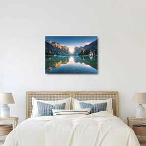 Tablou pe sticlă - Lacul montan (70x50 cm)
