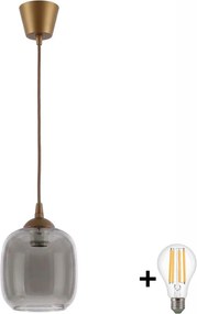 Brilagi - Lustru LED suspendat pe cablu R GLASS 1xE27/60W/230V diam. 14 cm maro/gri fumuriu