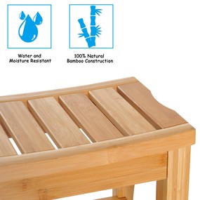 Homcom Scaunel cu Raft in Bambù Natural