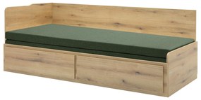 Canapea extensibilă Menetas (Stejar nisipiu + Verde închis) (cu somieră și saltea) (cu sp. depozitare). 1098584