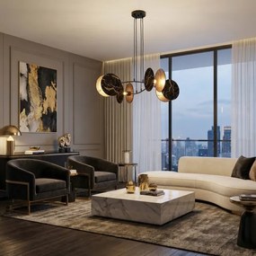 Lustră pe cablu MOTIF 4xE27/15W/230V negru/auriu