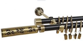 Galerie dubla duo FLORA 19/19 mm negru aur antic (Alege marime: 120 cm)