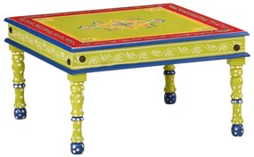 vidaXL Măsuță de cafea pictată manual, verde, lemn masiv mango