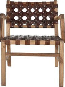 Scaun dining din lemn de tec si piele naturala " Country Leather "
