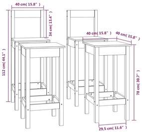 Set scaune de bar, 4 piese, lemn masiv de pin