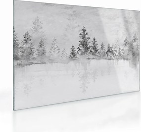 Tablou pe sticlă - Cerb lângă lac (70x50 cm)