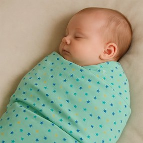 Set 2 scutece finet 100% bumbac pentru bebelusi ,   70A 80 cm ,   Starry Sky Mint