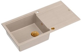 Chiuveta compozit incastrata Quadron Unique Evan 146 XL bej - cupru 100x50 cm