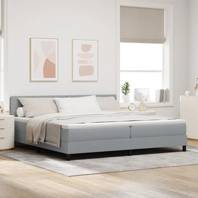 vidaXL Pat cu arcuri cu saltea gri deschis 200x200 cm țesătură