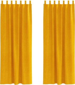 vidaXL Perdele opace 2 pcs Galben muștar 140 x 225 cm Catifea
