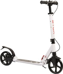 Trotineta din aluminiu cu frana pe disc NOVOKIDS™ Plexus Street Challenger, maxim 100 kg, Franare dubla, Suspensie dubla, Diametru roata 200 mm, Alb