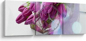 Tablou - buchet de lalele (cu ceas) (90x30 cm)