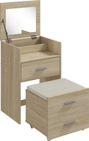 HOMCOM Masă de Toaletă cu Oglindă Rabatabilă, Natural | Aosom Romania