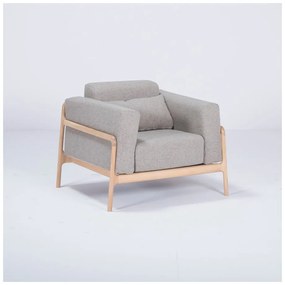 Fotoliu din lemn de stejar Gazzda Fawn, gri