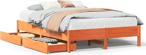 vidaXL Cadru pat fără saltea, maro ceruit, 140x190 cm, lemn masiv pin