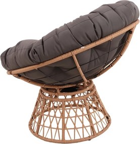 Scaun din ratan PE, rotativ 360 grade, perna Gri– Relaxare premium pentru grădina ta
