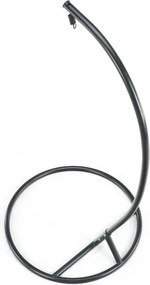 Scaun suspendat negru KOKON cu suport, perna alb-gri