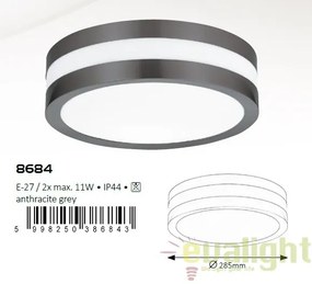 Aplica de perete, Plafoniera exterior IP44, finisaj antracit gri, diam.28,5cm, Stuttgart 8684 RX